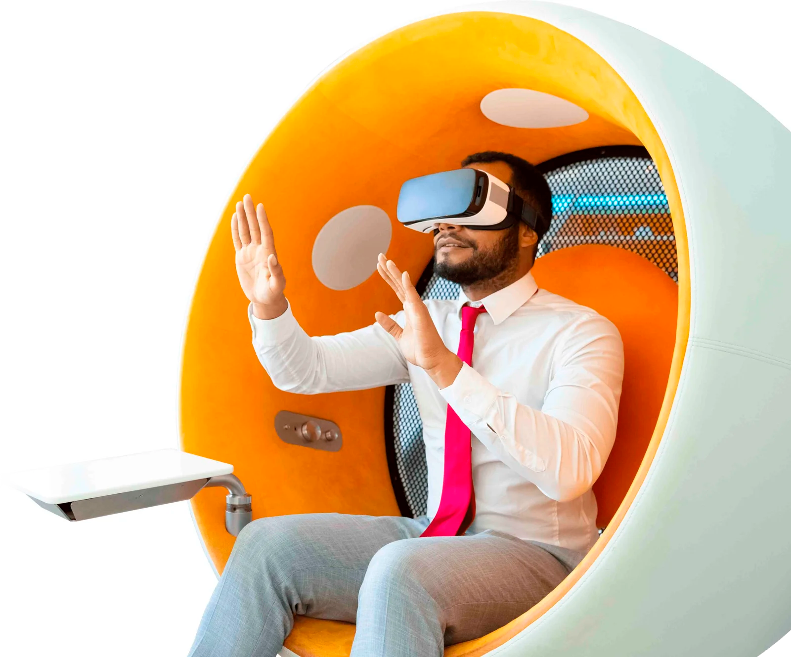 Estudante usando óculos de realidade virtual
