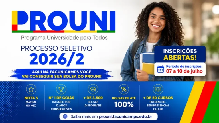 Prouni abre inscrição de 7 a 10 de julho para 2º semestre de 2026