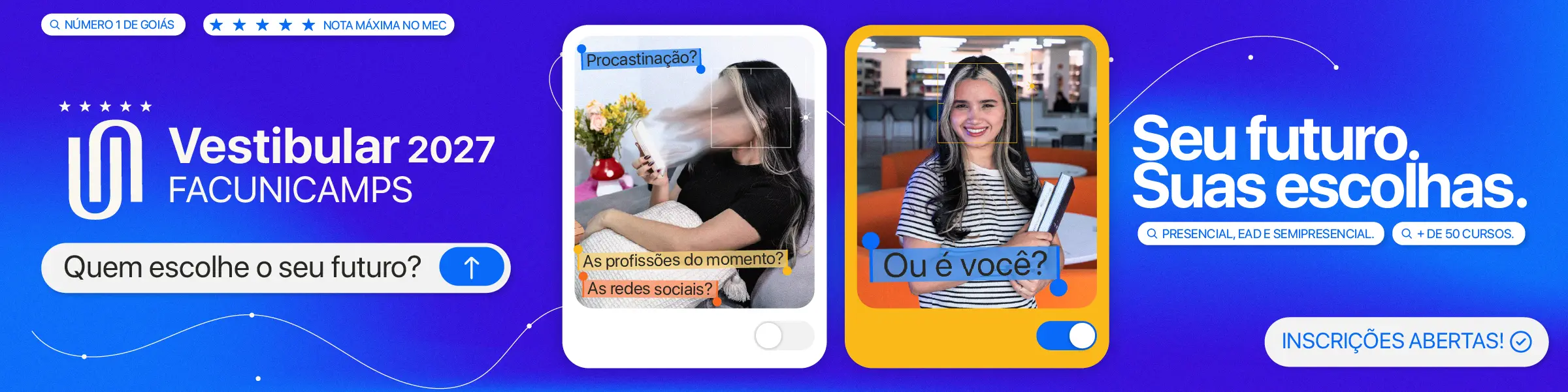 Vestibular 2027 Facunicamps: inscrições abertas, presencial, EAD e semipresencial, mais de 50 cursos